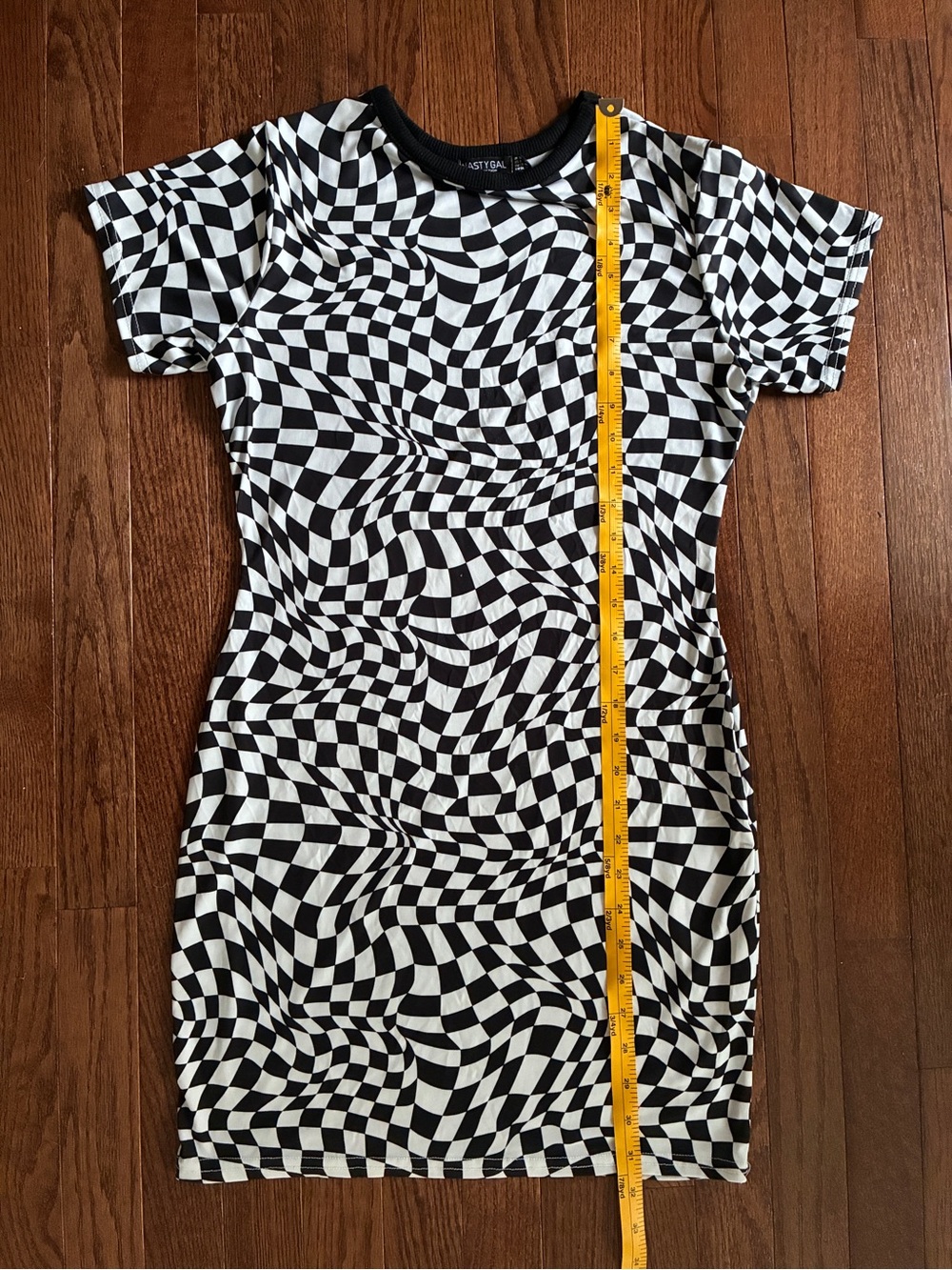 Nasty Gal Trippy Checkerboard Short Sleeve Dress - Size US 8 UK 12 - Picture 3 of 4